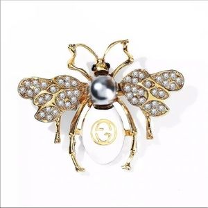 White & Gold Tone Insect Brooch